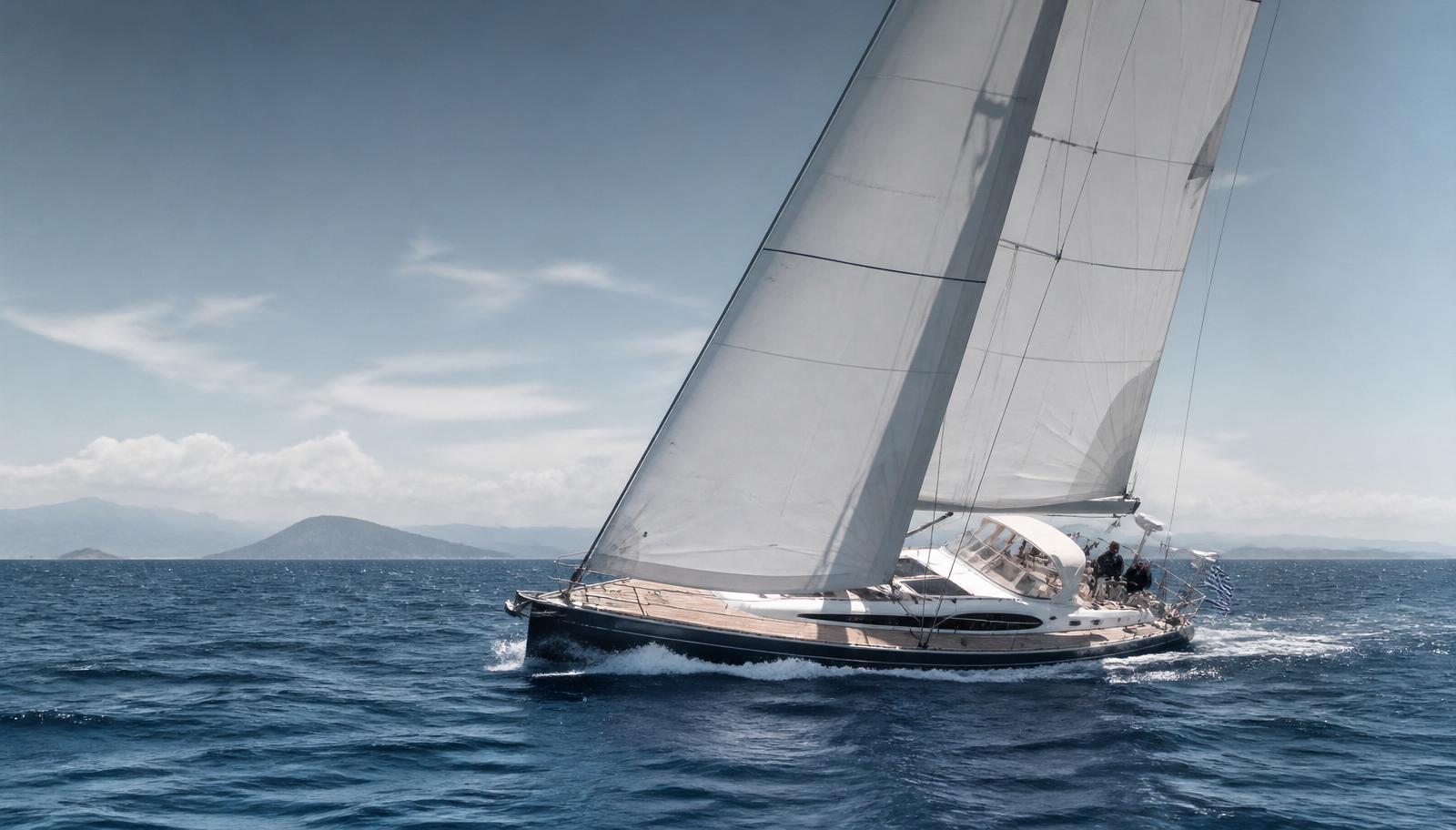 Sailing yacht under way in the Aegean